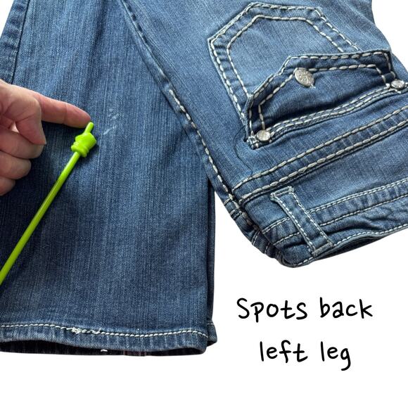 VTG Y2k Bling Low Rise Bootcut Jeans Paisley Sky 4 Stretch Cowgirl Boho Western - Picture 5 of 16